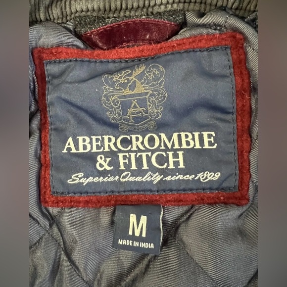 Abercrombie Fitch Wool Jacket Mens Medium Gray Full Zip Quilted Lined Coat - Picture 8 of 10